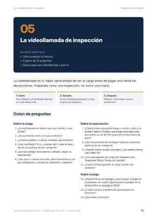 Página de la guía sobre la videollamada de inspección